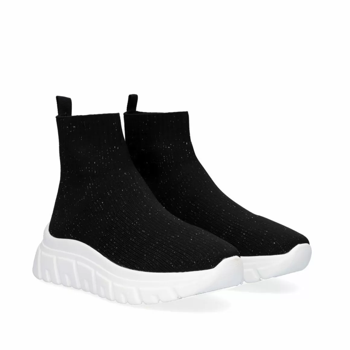 Exe Shoes Botinhas>Bota Estilo Meia Com Plataforma Exe44 Em Pewter Com Brilho
