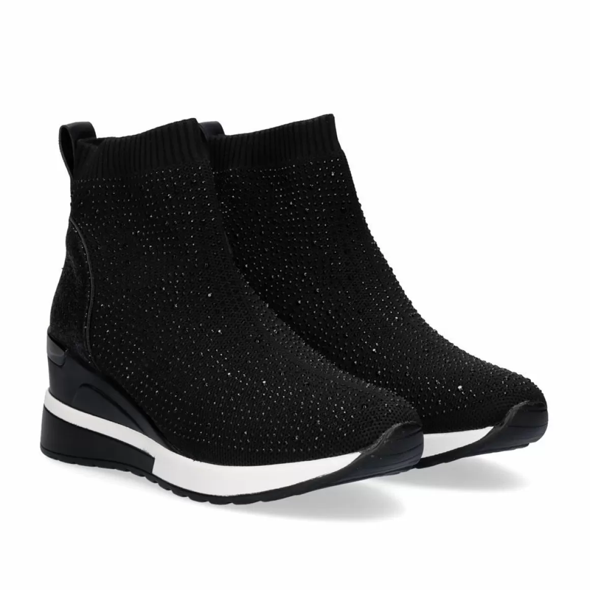 Exe Shoes Botinhas>Bota Estilo Meia Ex20B Em Preto Com Brilhantes