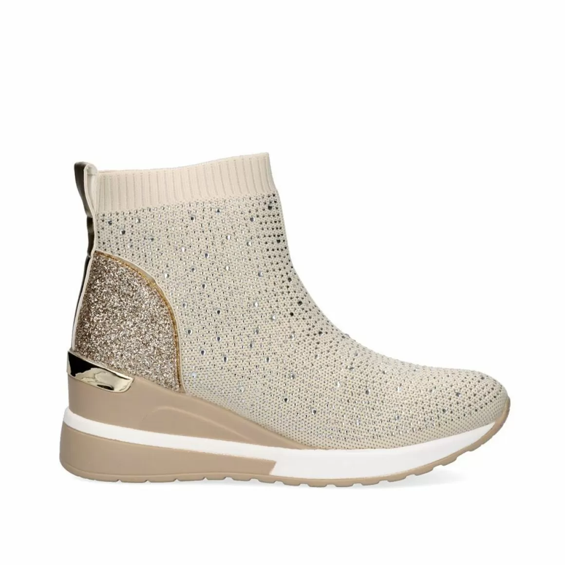 Exe Shoes Botinhas>Bota Estilo Meia Ex20G Em Dourado Com Brilhantes