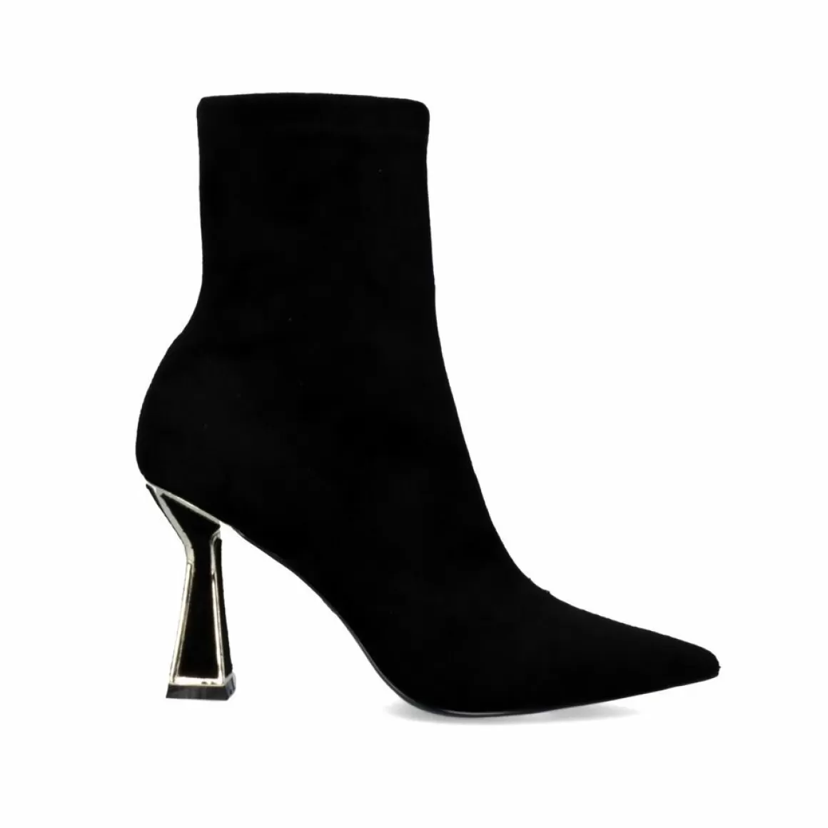 Exe Shoes Botinhas>Botina Preta De Microfibra Com Salto Fino Belinda-500 Preto