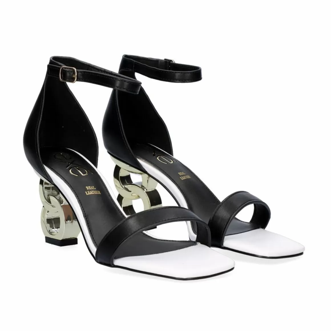 Exe Shoes Sandálias De Salto>Low Heeled Sandal Lilian-055 Preto Branco