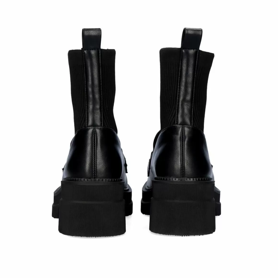 Exe Shoes Flat Shoes>Mocassim Estilo Meia B079-H227 Preto Com Cadeia Larga Em Prata