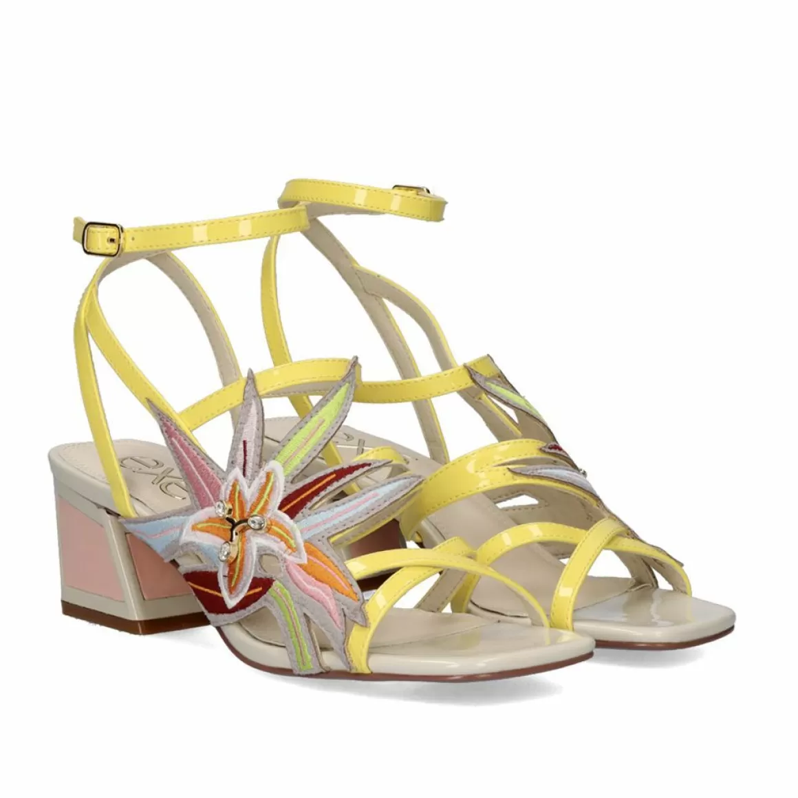 Exe Shoes Sandálias De Salto>Nova Sandalia De Salto Baixo Luisa-400 Amarelo