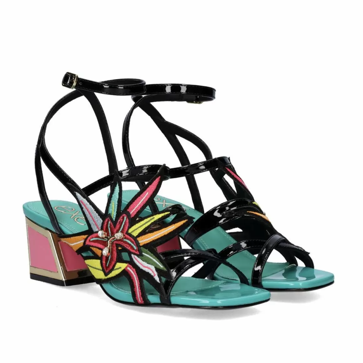 Exe Shoes Sandálias De Salto>Nova Sandalia De Salto Baixo Luisa-400 Preto