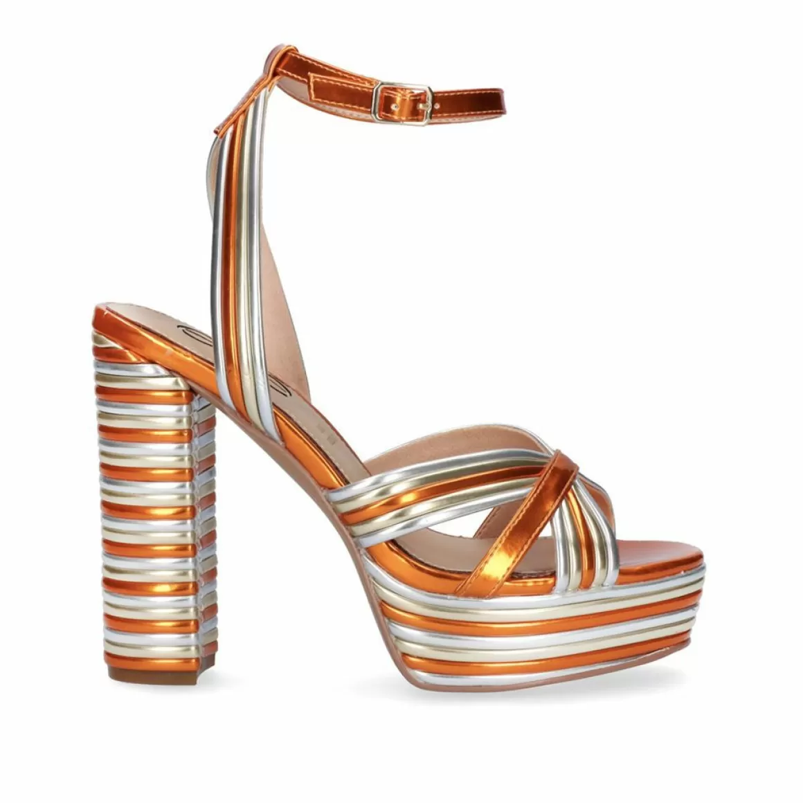 Exe Shoes Sandálias De Salto>Nova Sandalia De Salto Ophelia-832 Laranja Metalica