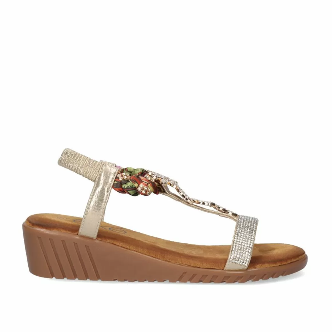 Exe Shoes Cunhas>Sandalia Cunha Exe Confort 721-Ex27 Dourado