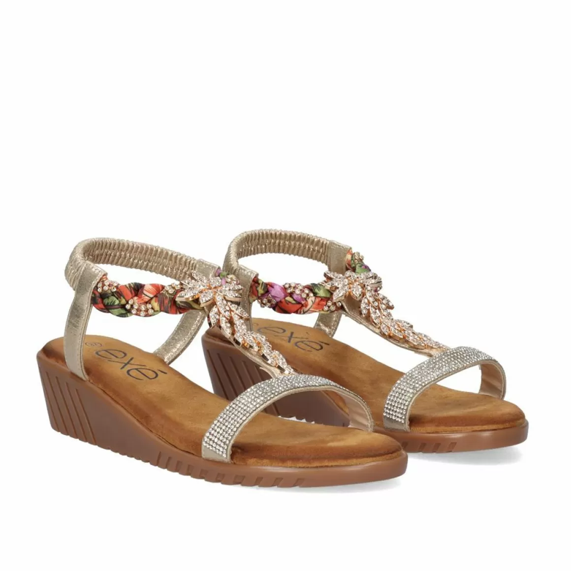 Exe Shoes Cunhas>Sandalia Cunha Exe Confort 721-Ex27 Dourado