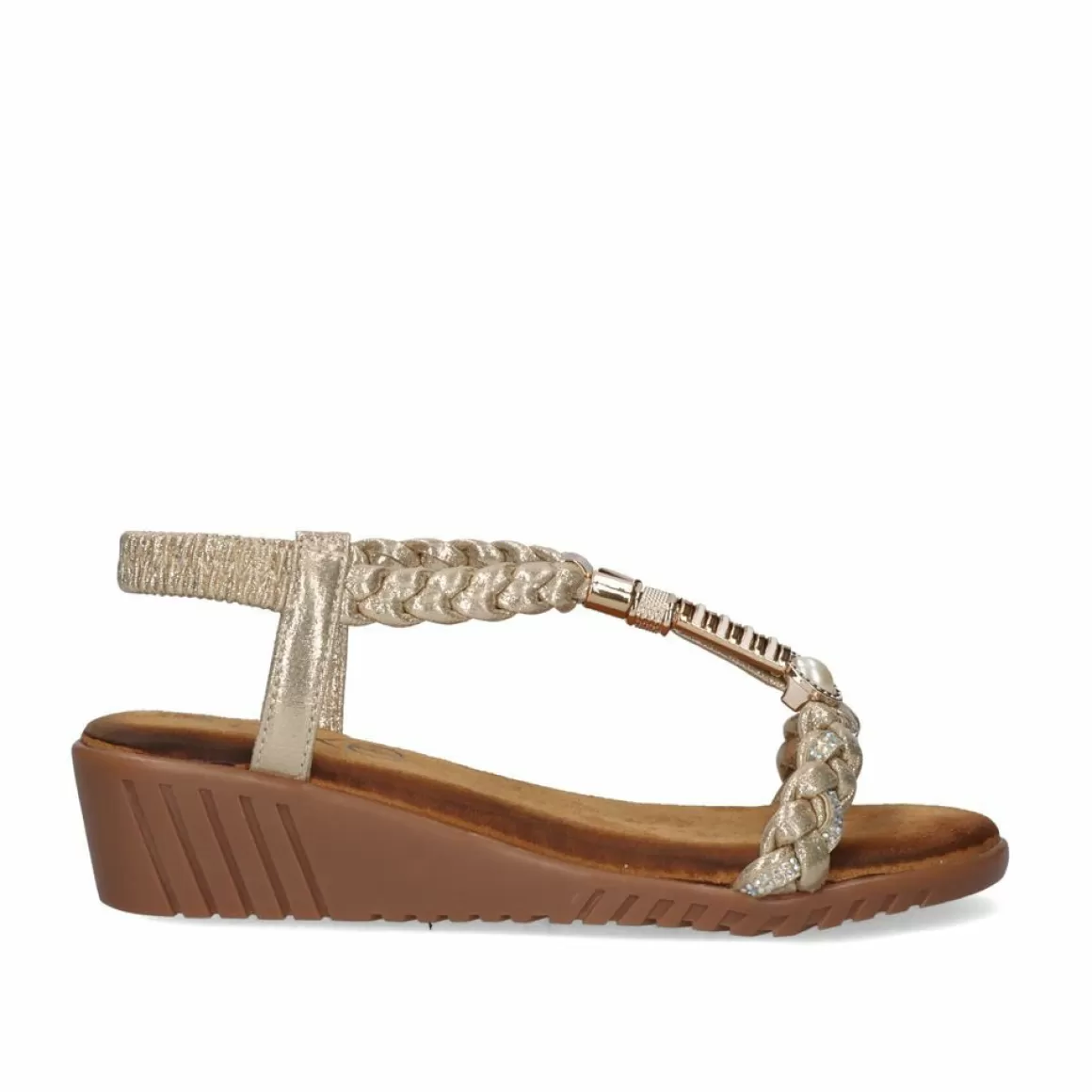 Exe Shoes Cunhas>Sandalia Cunha Exe Confort 721-Jd26 Dourado