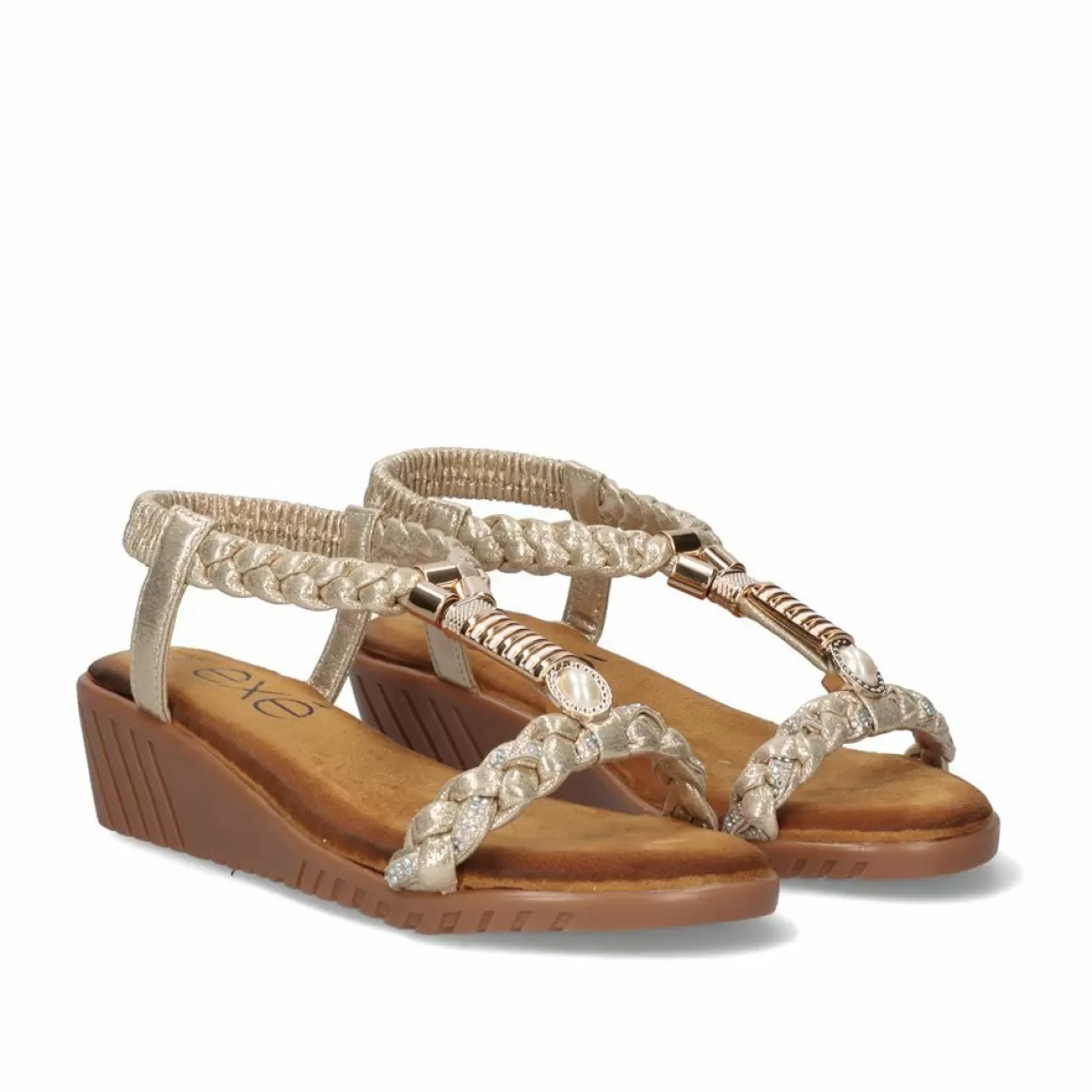 Exe Shoes Cunhas>Sandalia Cunha Exe Confort 721-Jd26 Dourado