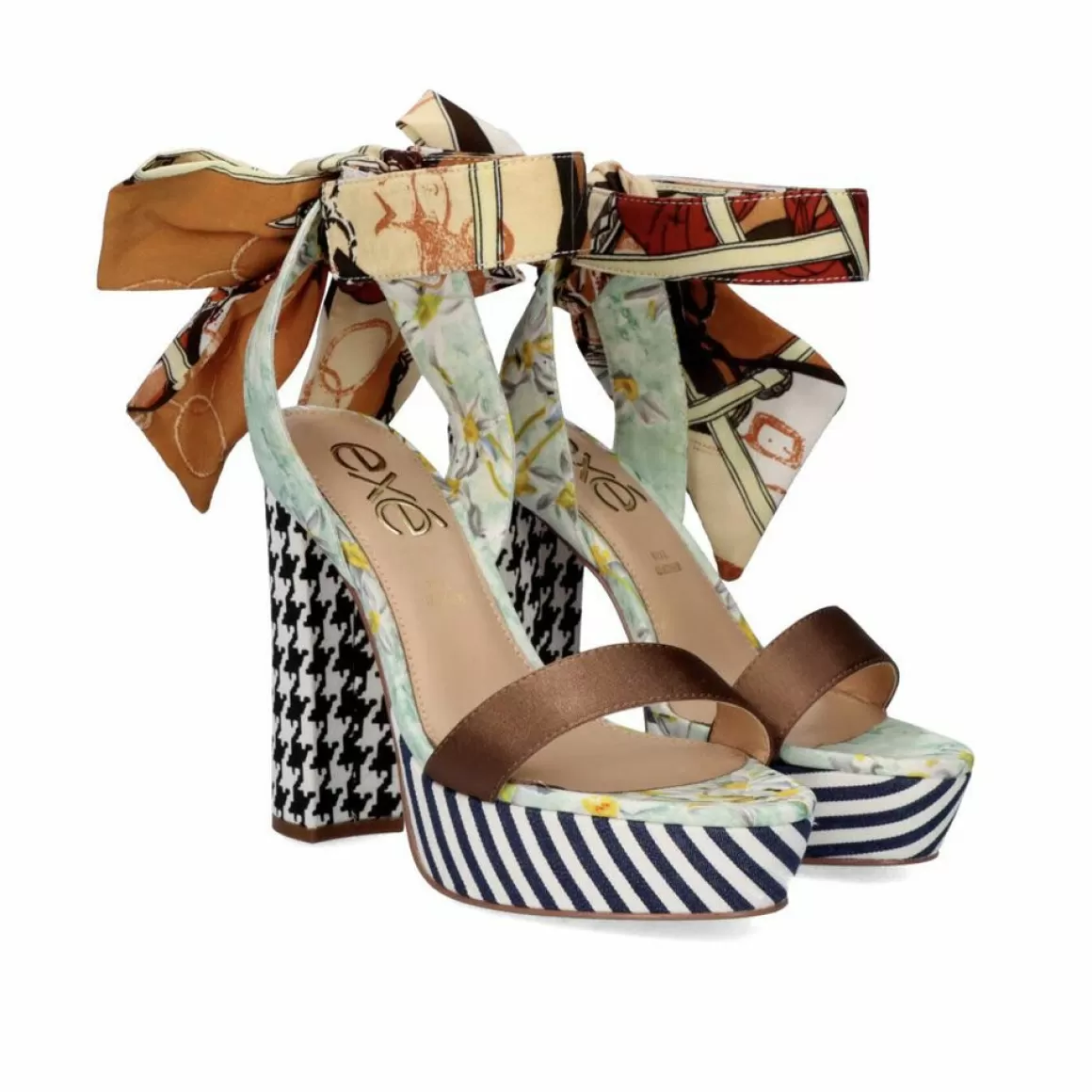 Exe Shoes Sandálias De Salto>Sandalia De Calcanhar Ophelia-722 Marrom