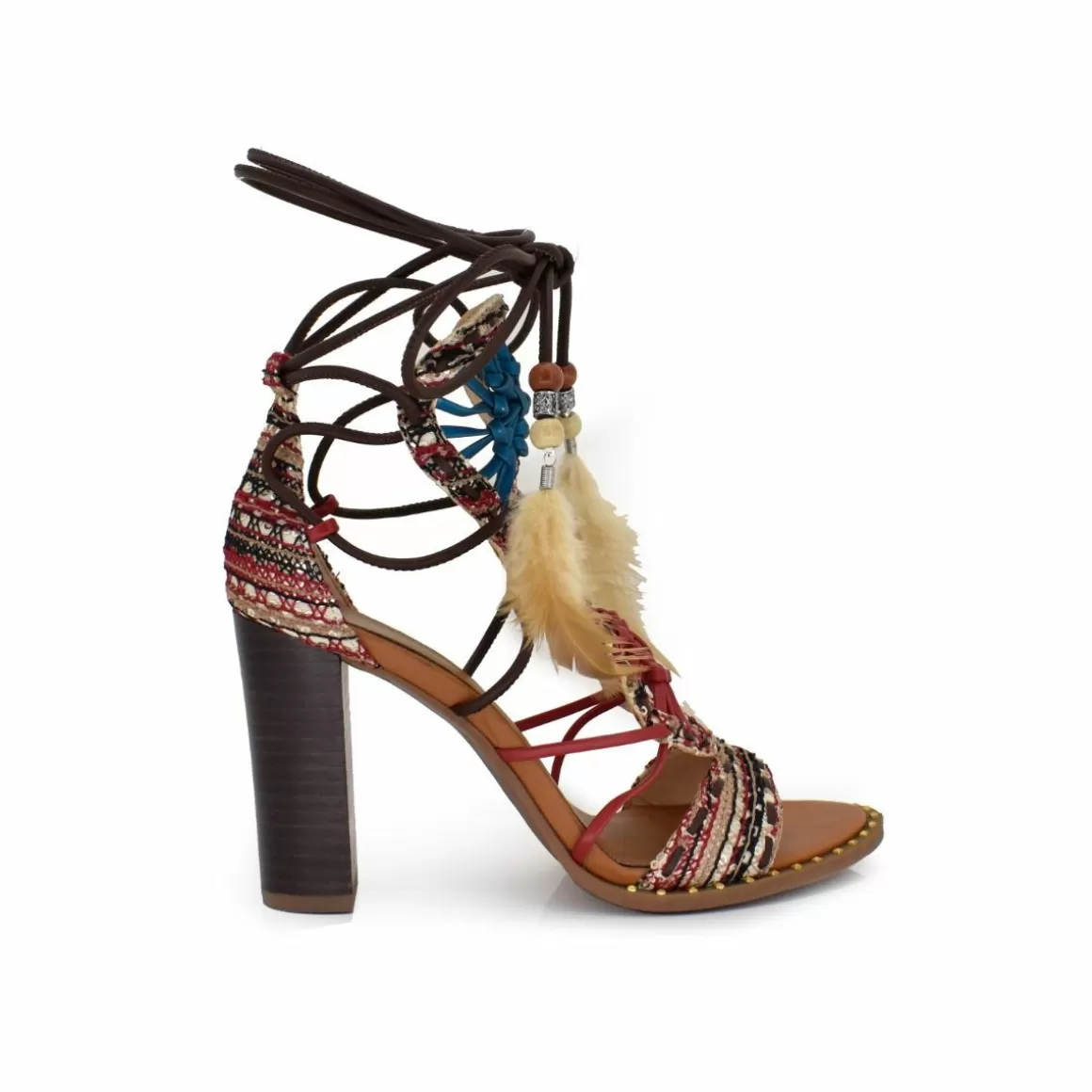 Exe Shoes Sandálias De Salto>Sandalia De Calcanhar Shirley-705 Red-Tan