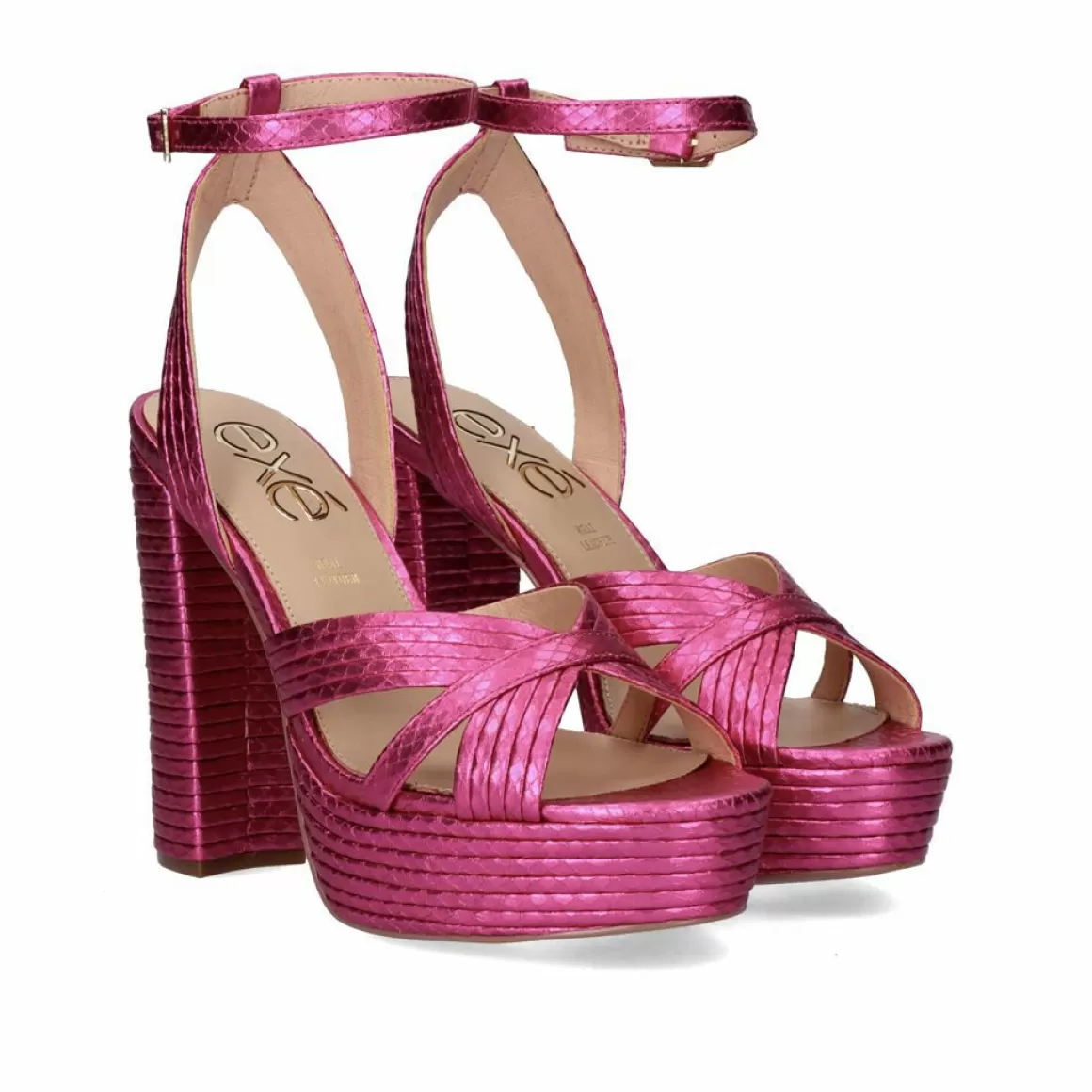 Exe Shoes Sandálias De Salto>Sandalia De Salto 23V Ophelia-832 Snake Fuxia