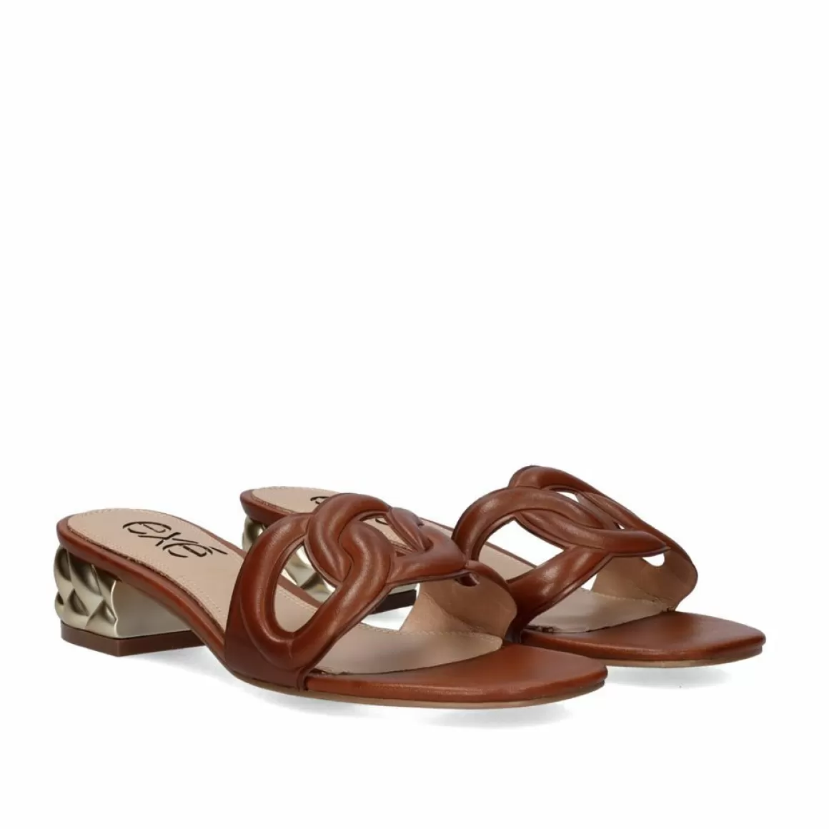 Exe Shoes Sandálias>Sandalia De Salto Baixo 23V Katy-807 Tan