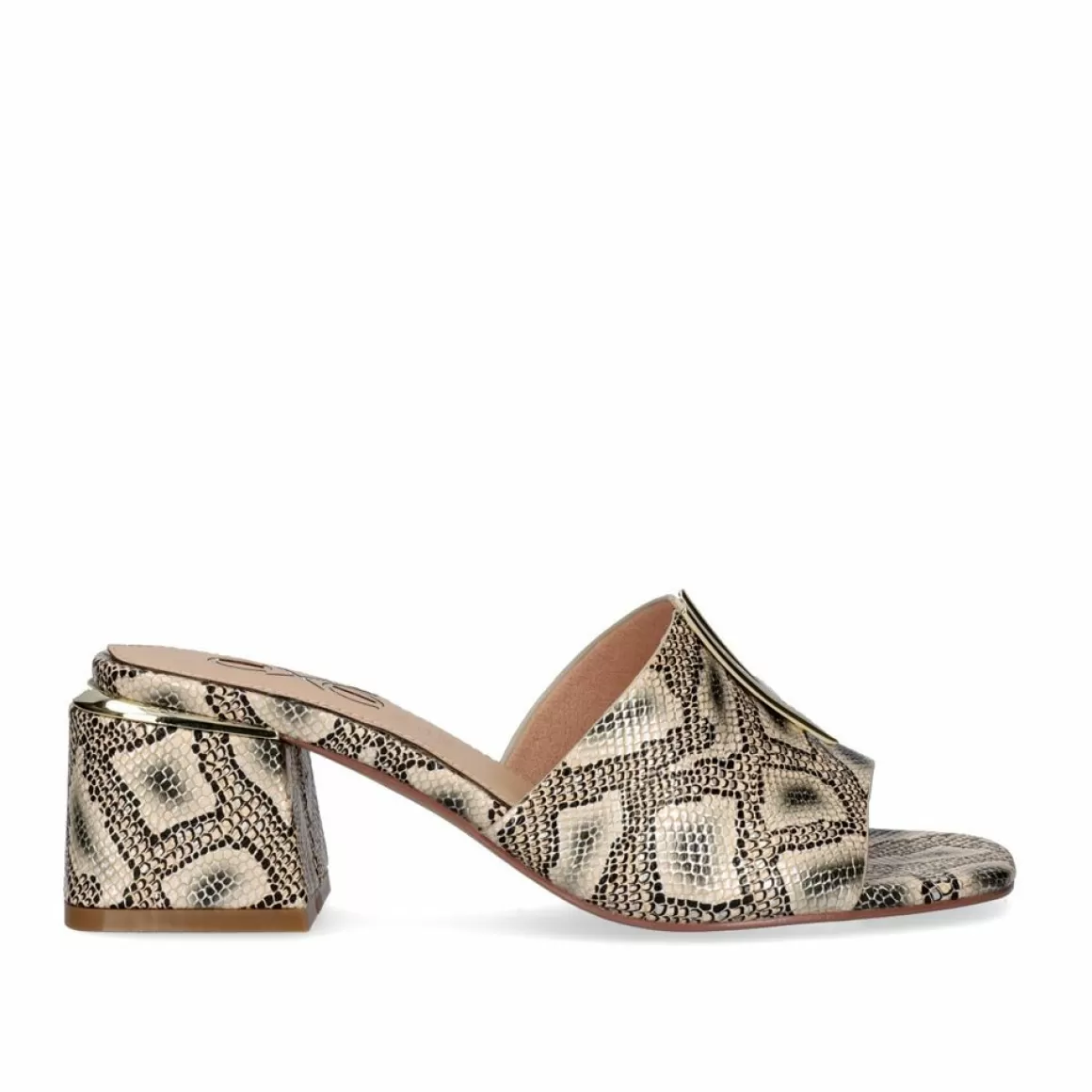 Exe Shoes Sandálias De Salto>Sandalia De Salto Baixo Carmen-107 Snake Beige