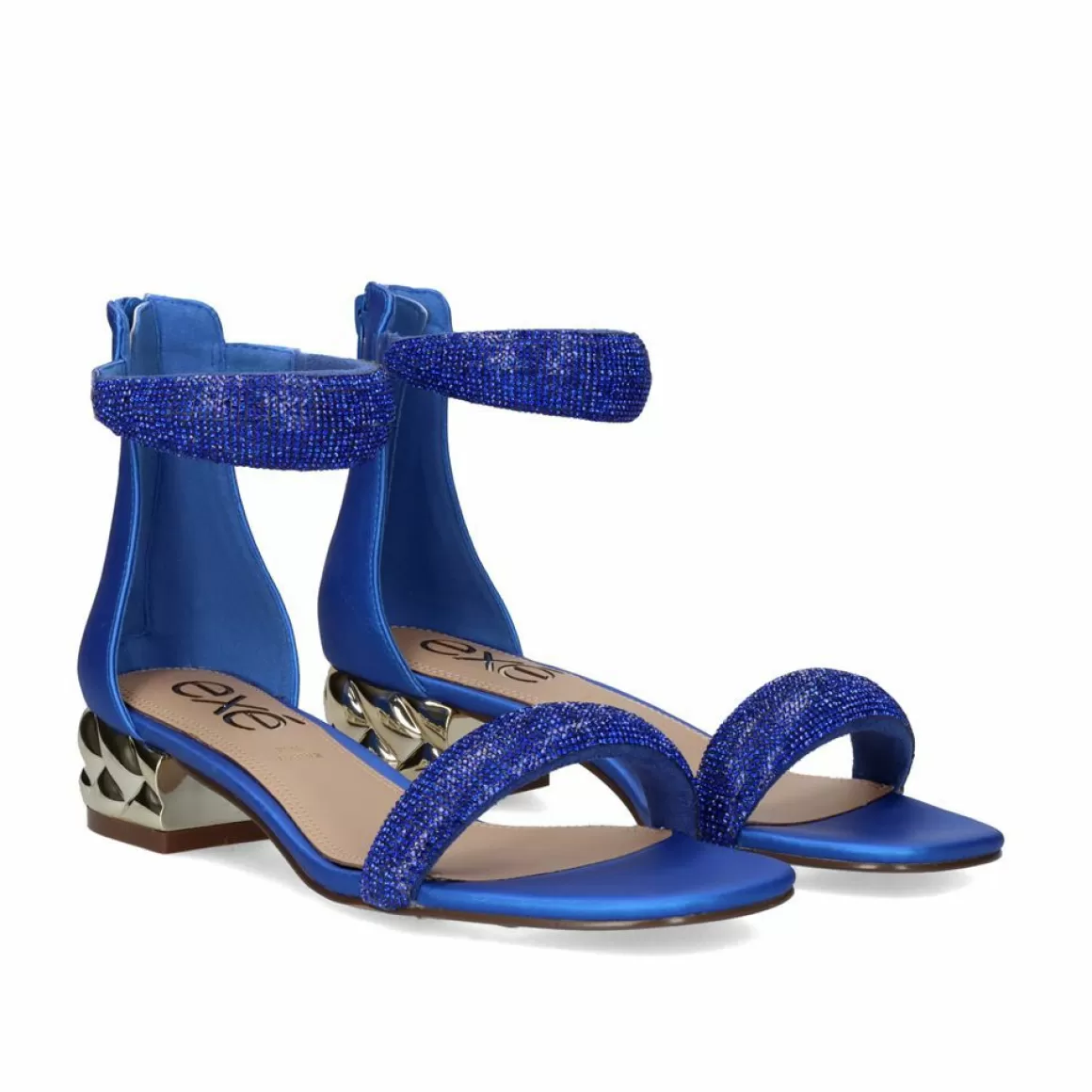 Exe Shoes Sandálias De Salto>Sandalia De Salto Baixo Katy-507 Strass Azul