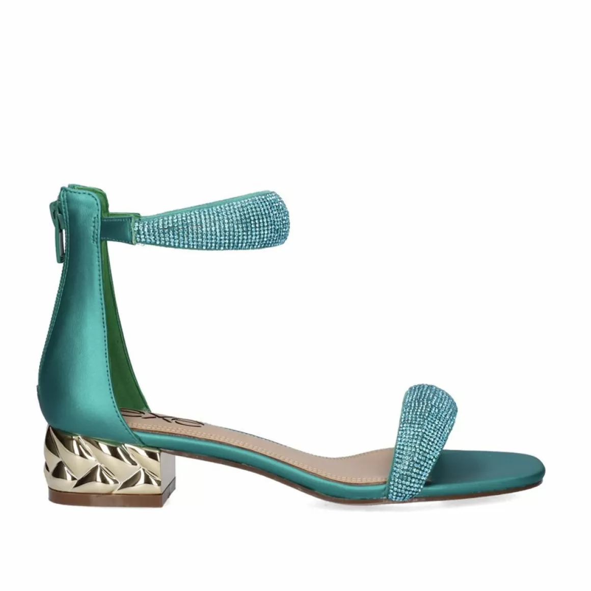 Exe Shoes Sandálias De Salto>Sandalia De Salto Baixo Katy-507 Strass Verde