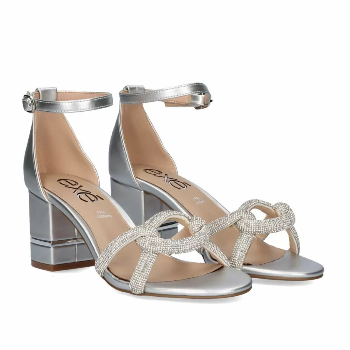 Exe Shoes Sandálias De Salto>Sandalia De Salto Baixo Penny-247 Prateado
