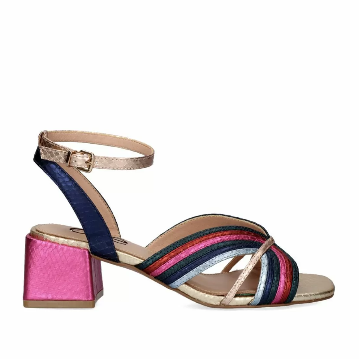 Exe Shoes Sandálias De Salto>Sandalia De Salto Baixo Sidney-621 Cobra Multicolor