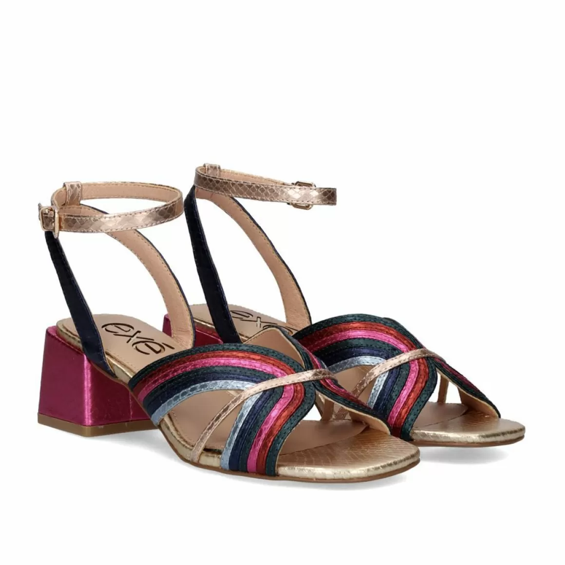 Exe Shoes Sandálias De Salto>Sandalia De Salto Baixo Sidney-621 Cobra Multicolor