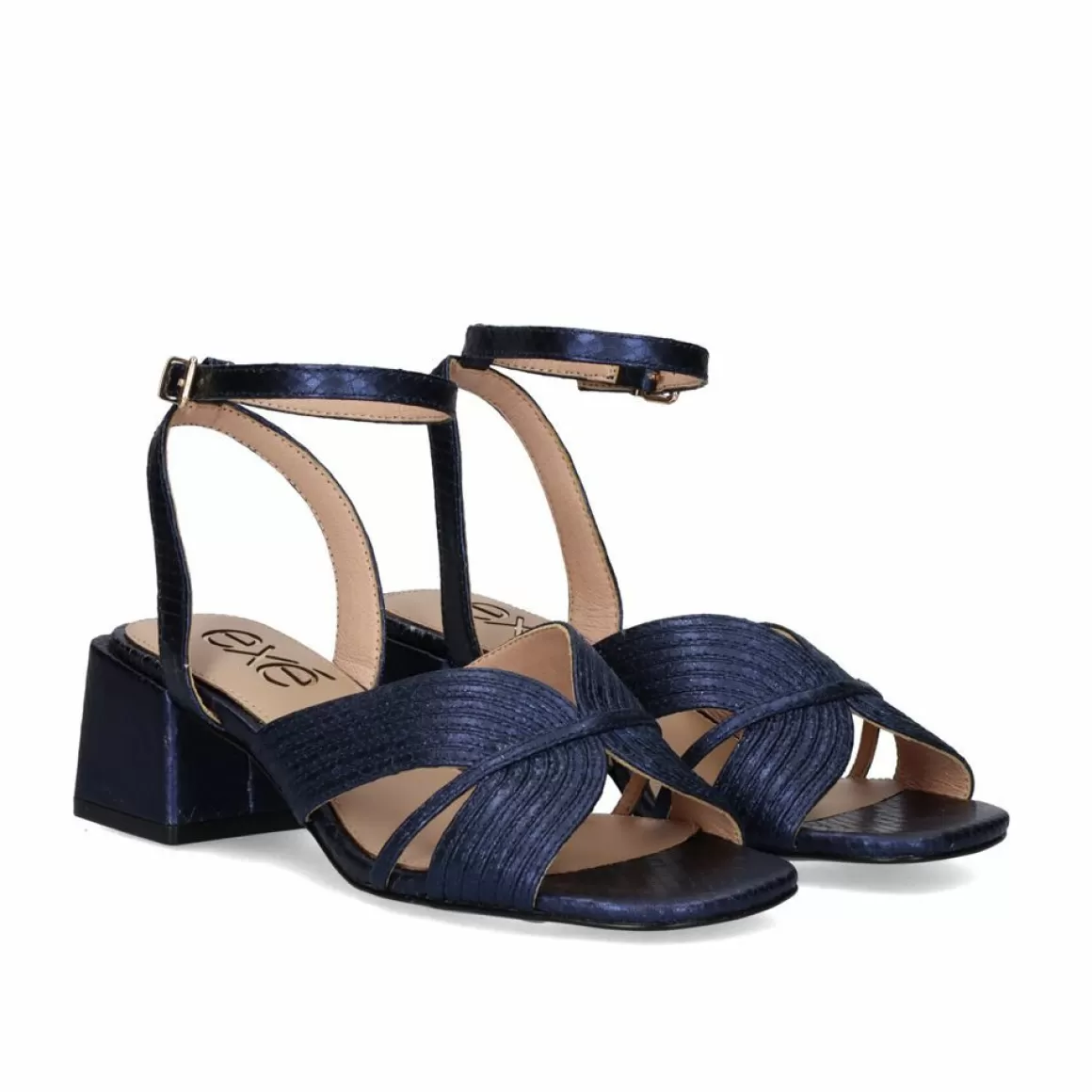 Exe Shoes Sandálias De Salto>Sandalia De Salto Baixo Sidney-621 Snake Azul