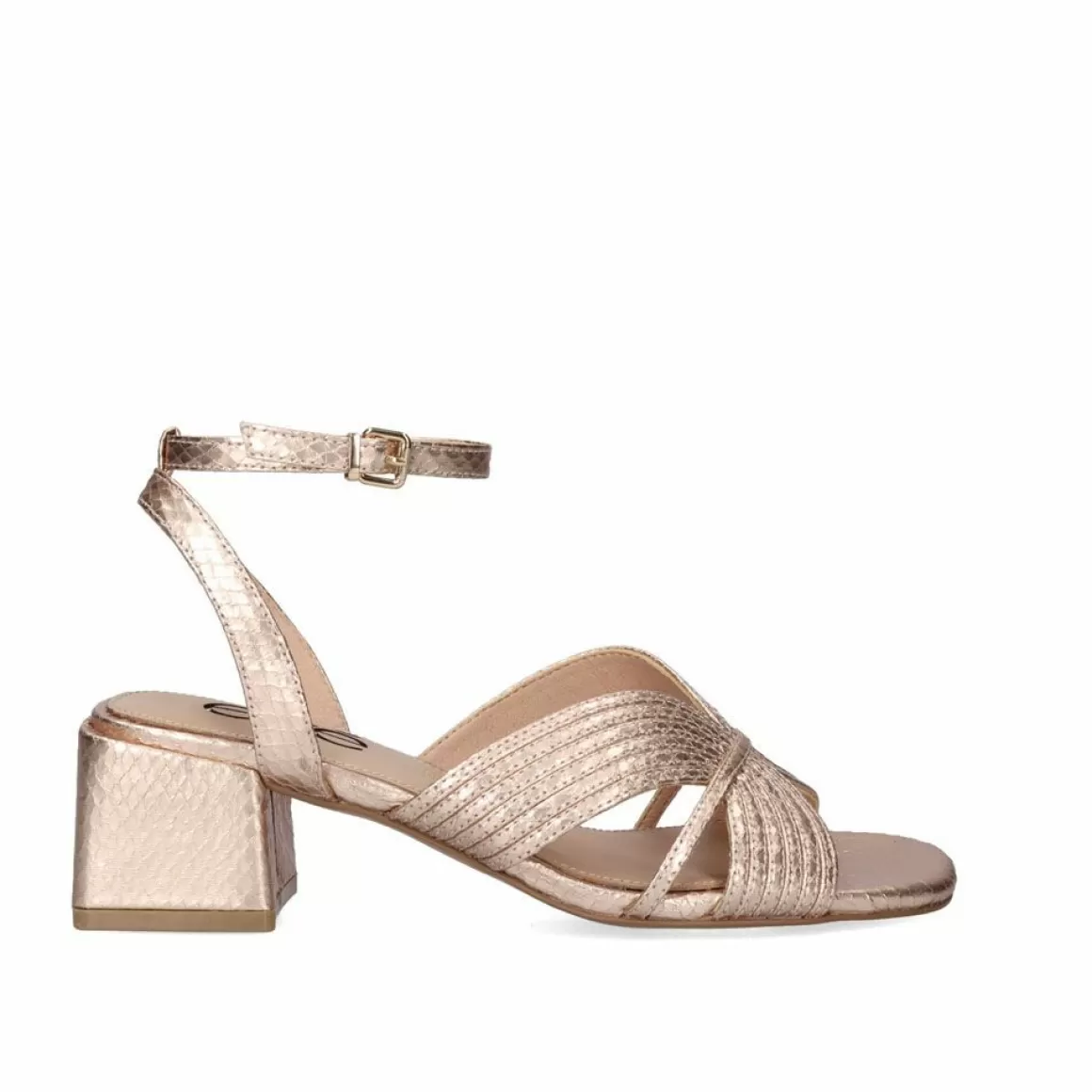 Exe Shoes Sandálias De Salto>Sandalia De Salto Baixo Sidney-621 Snake Gold
