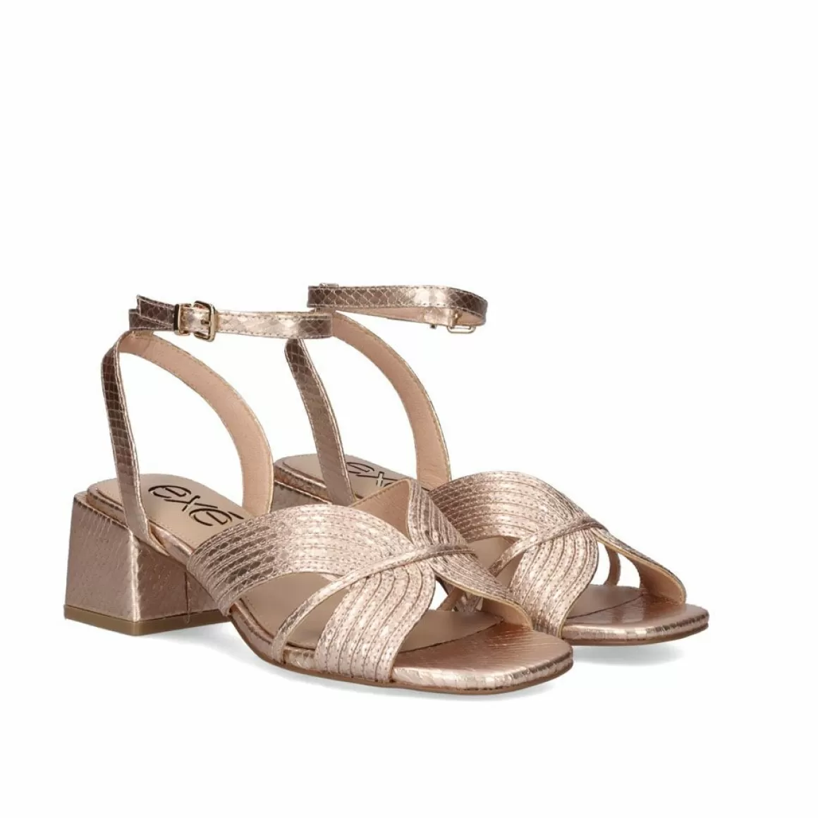 Exe Shoes Sandálias De Salto>Sandalia De Salto Baixo Sidney-621 Snake Gold