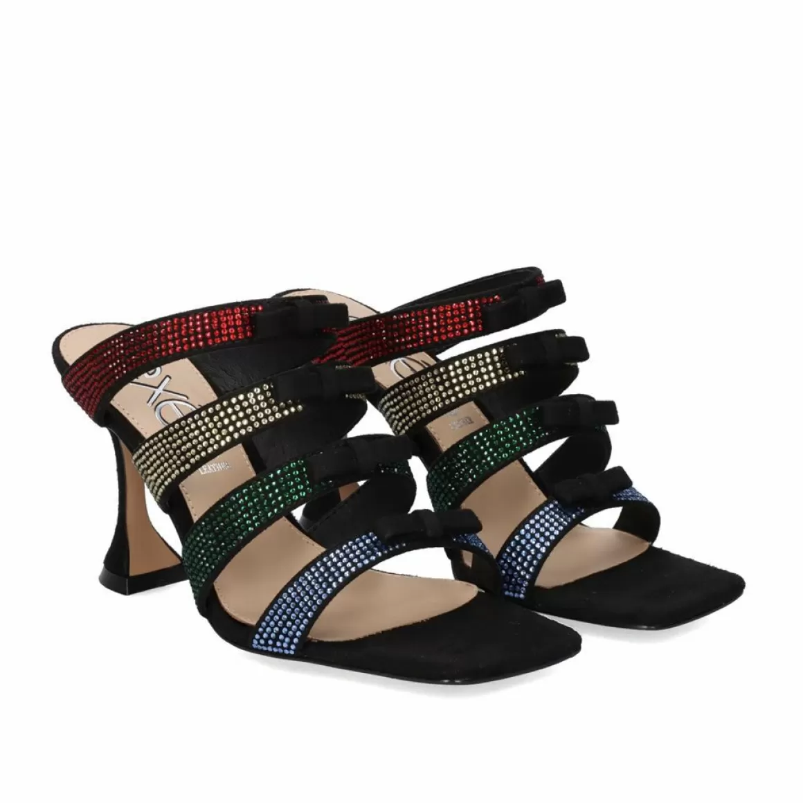 Exe Shoes Sandálias De Salto>Sandalia De Salto Branco-770 Strass Preto