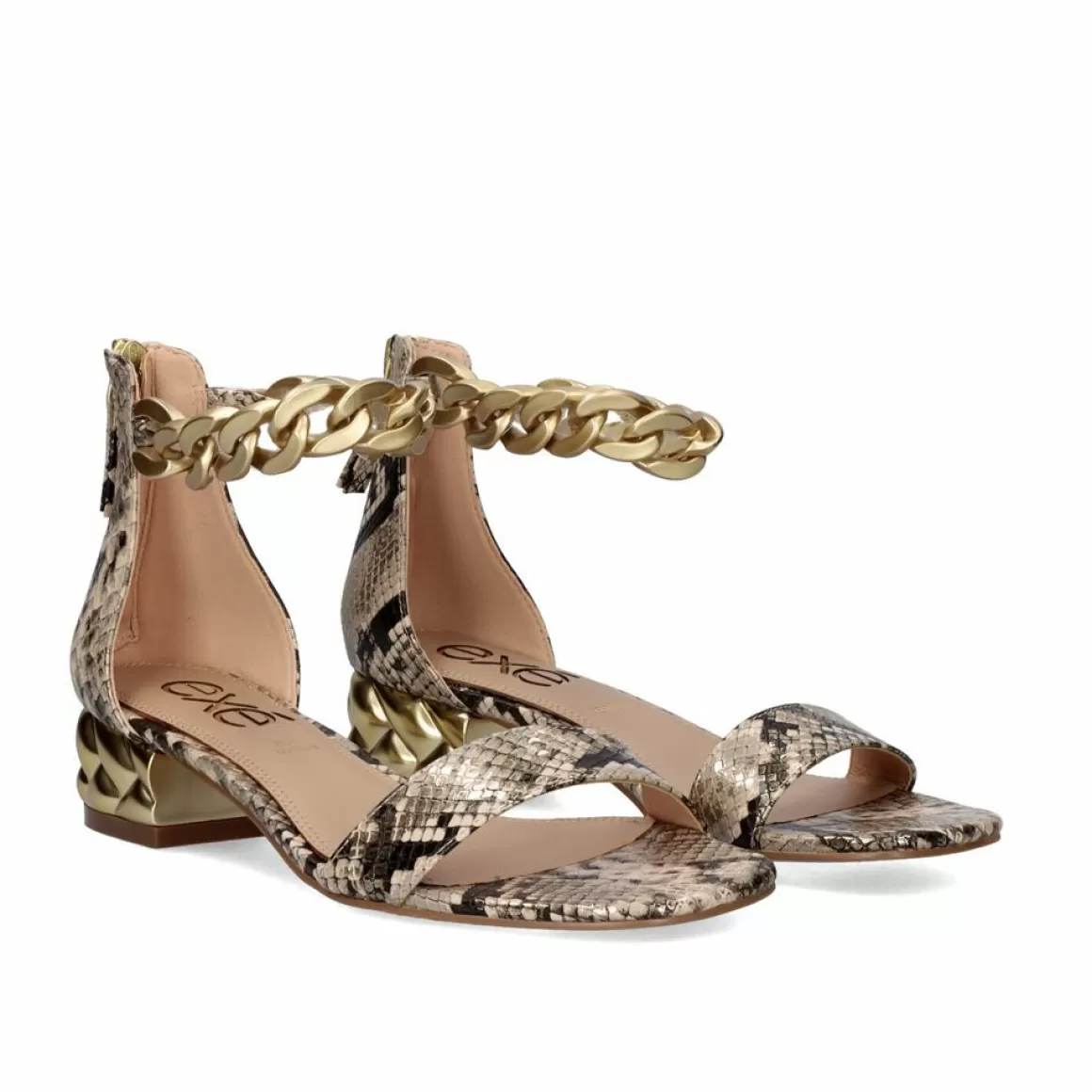 Exe Shoes Sandálias De Salto>Sandalia De Salto Exe Katy-386 Cobra Beige