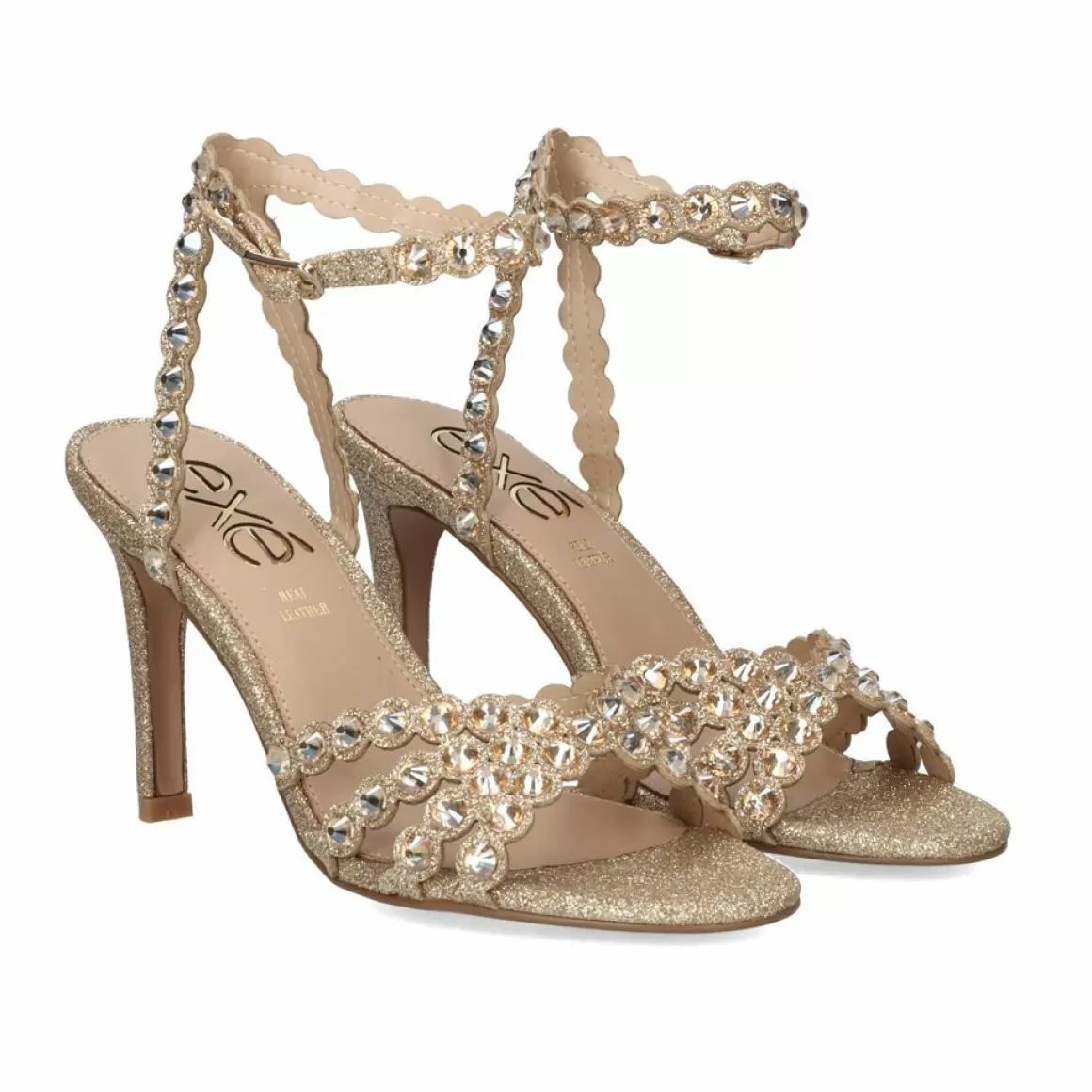 Exe Shoes Sandálias De Salto>Sandalia De Salto Rebeca-376 Glitter Ouro