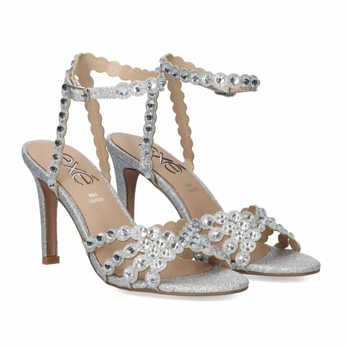 Exe Shoes Sandálias De Salto>Sandalia De Salto Rebeca-376 Glitter Prata