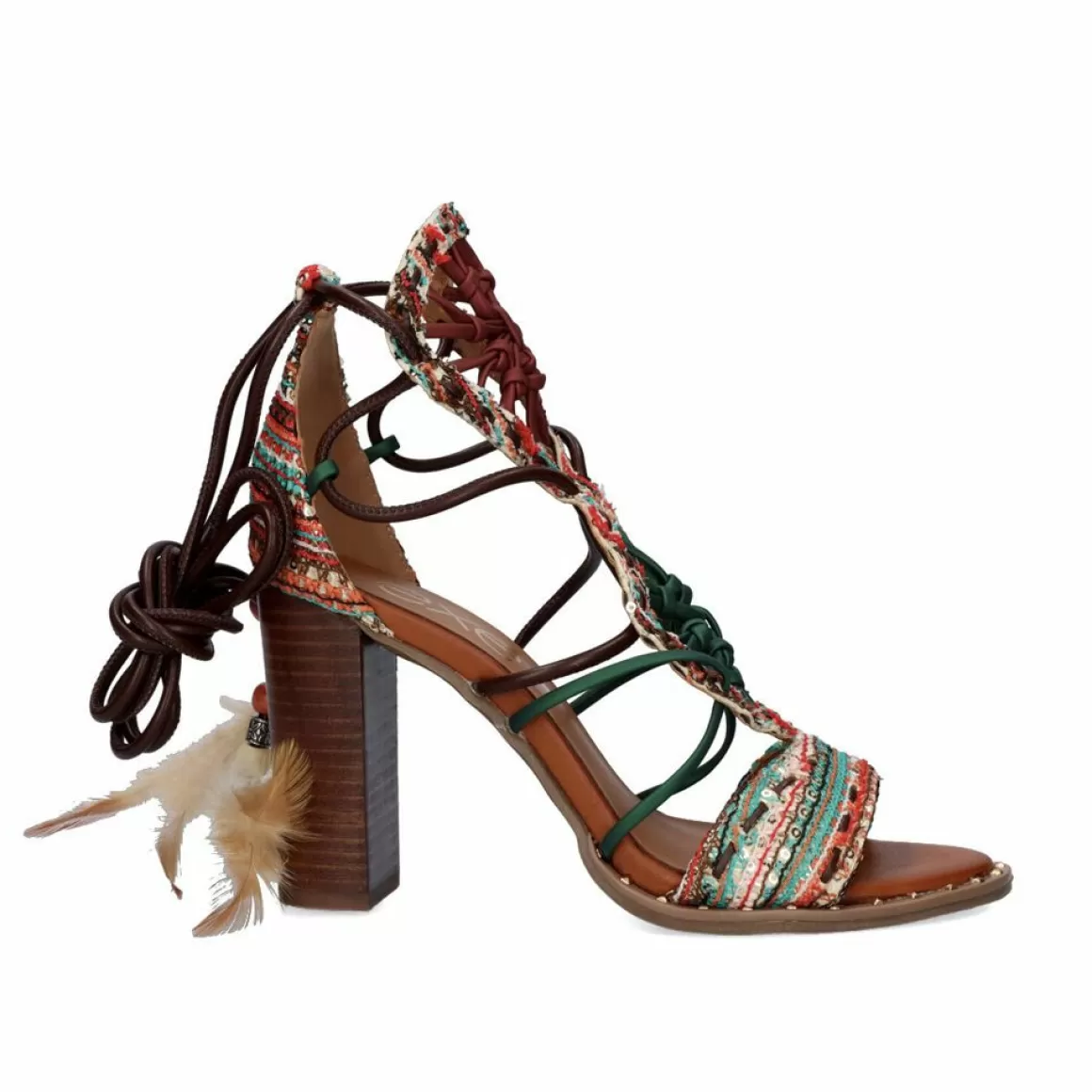 Exe Shoes Sandálias De Salto>Sandalia De Salto Shirley-705 Tan-Green