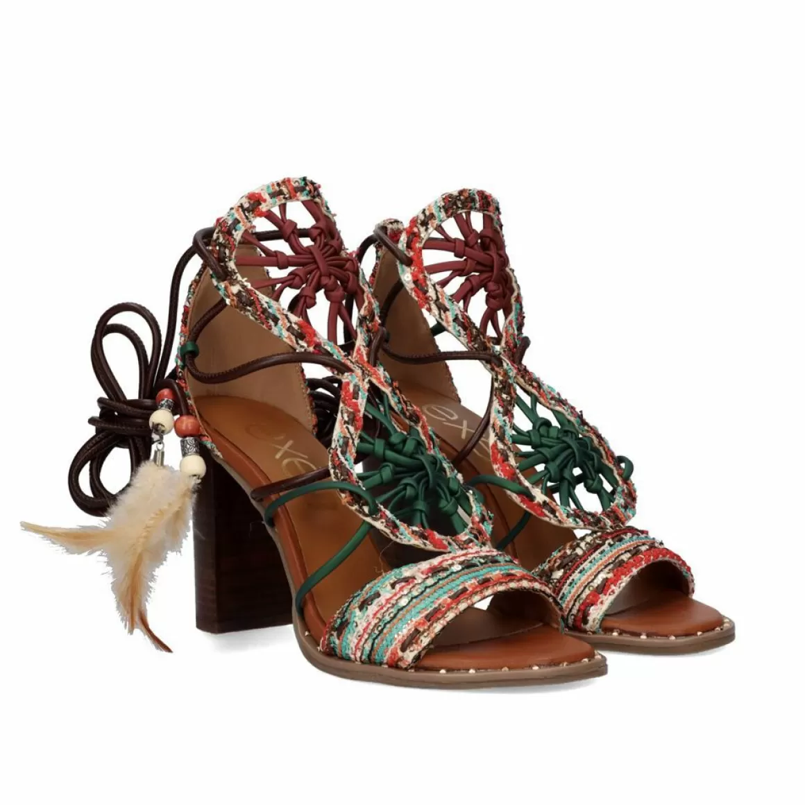 Exe Shoes Sandálias De Salto>Sandalia De Salto Shirley-705 Tan-Green