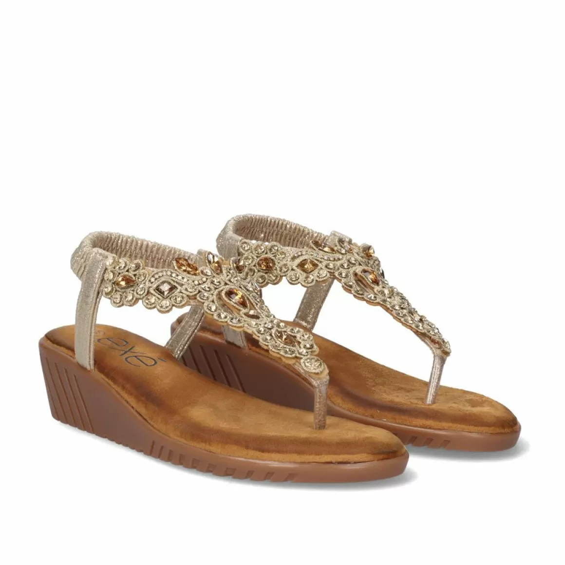 Exe Shoes Sandálias Planas>Sandalia Exe Confort 721-Ex21 Dourado