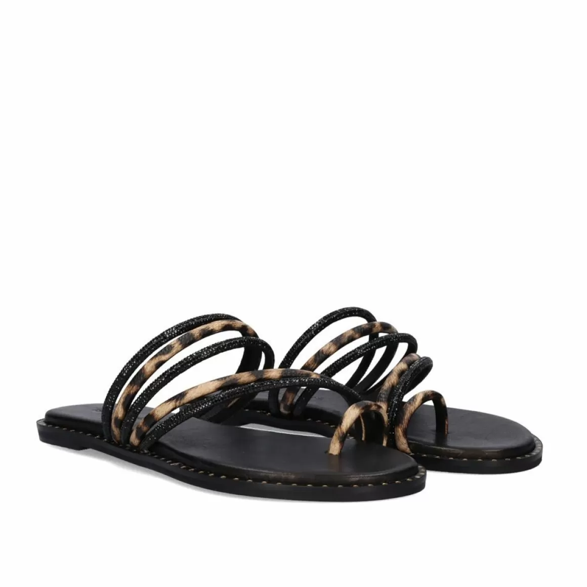 Exe Shoes Sandálias Planas>Sandalia Plana 851 Chios Leopar Preto