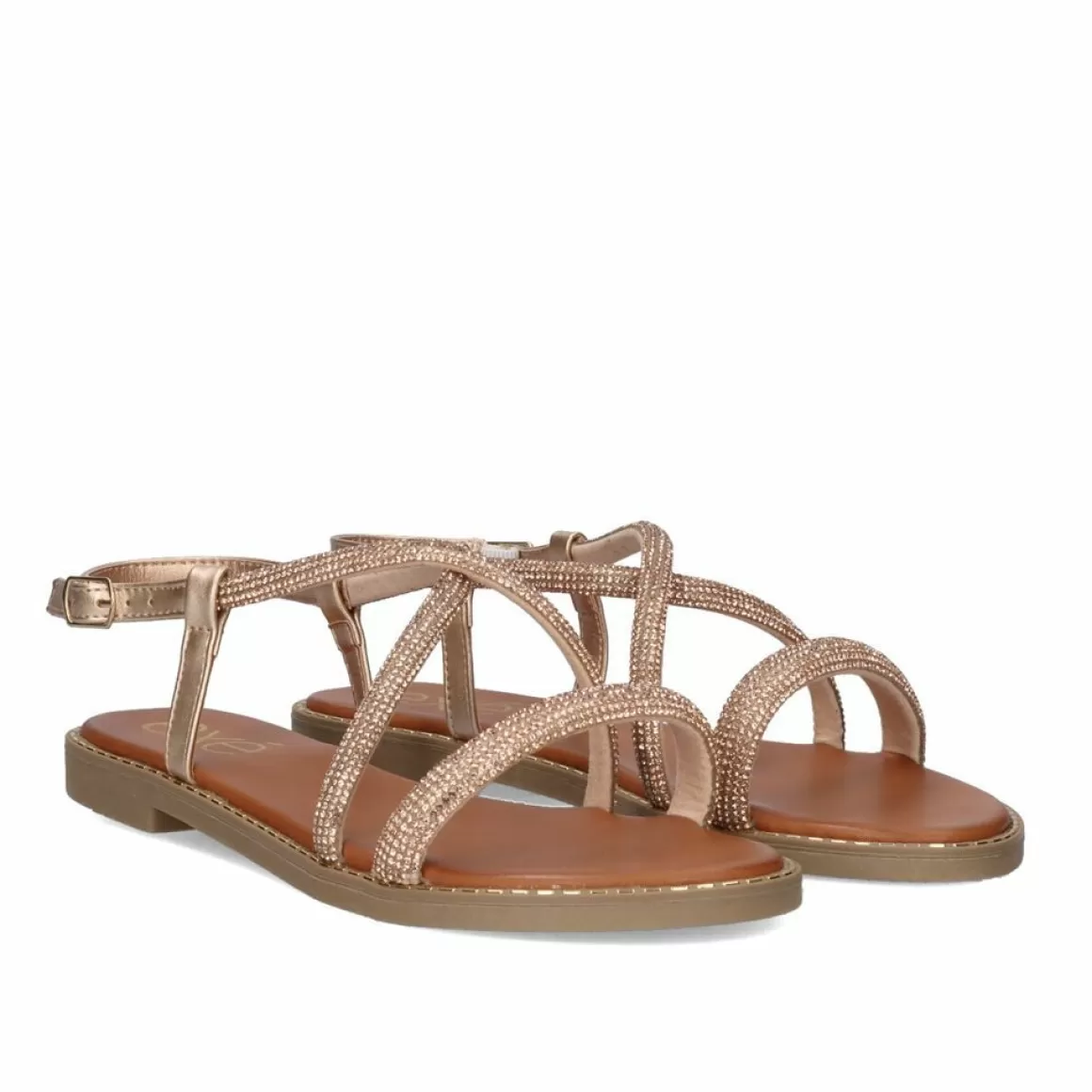 Exe Shoes Sandálias Planas>Sandalia Plana Exe P3375-77 Rosa Ouro