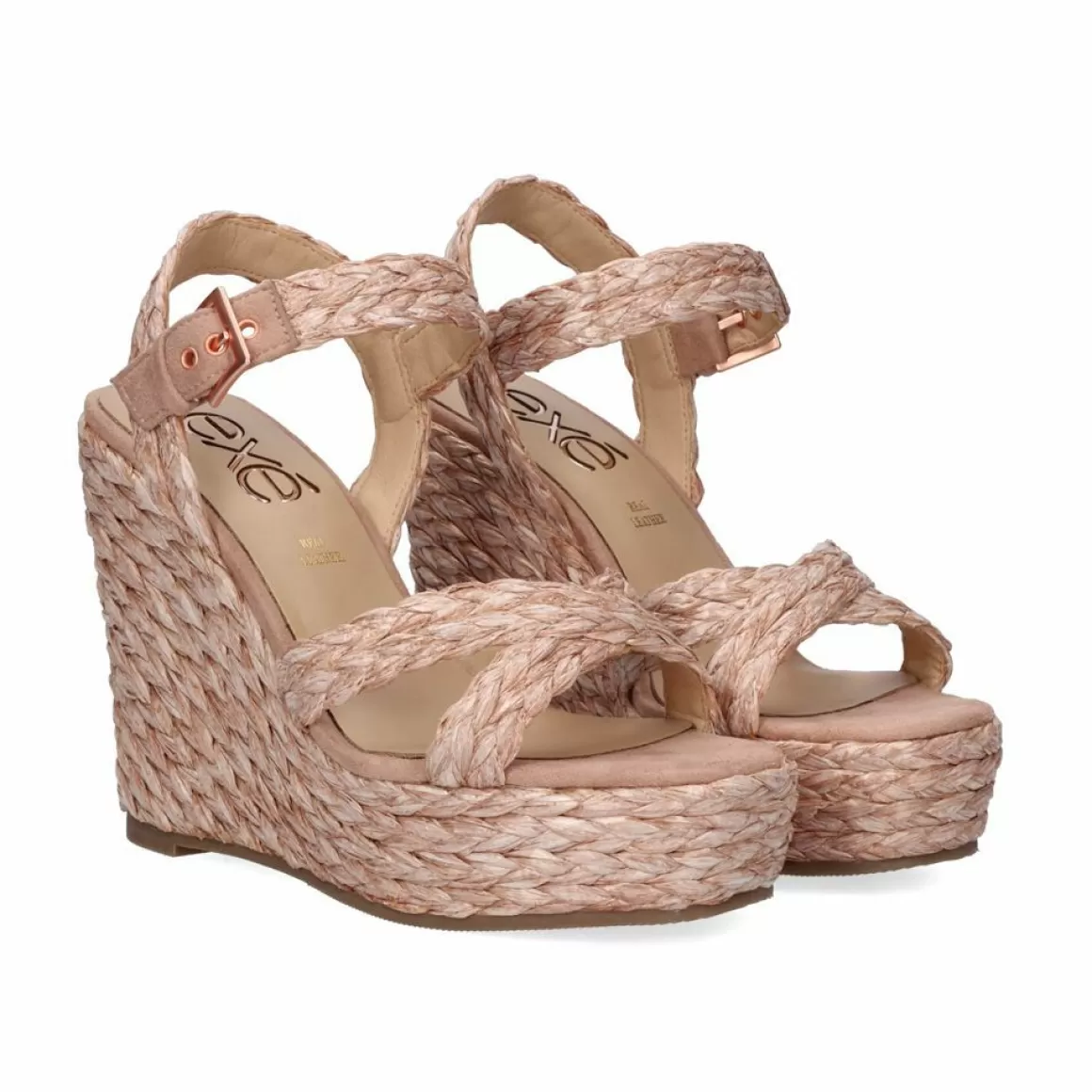 Exe Shoes Cunhas>Sandalia Rosa Esparto Cunha Naomi-455