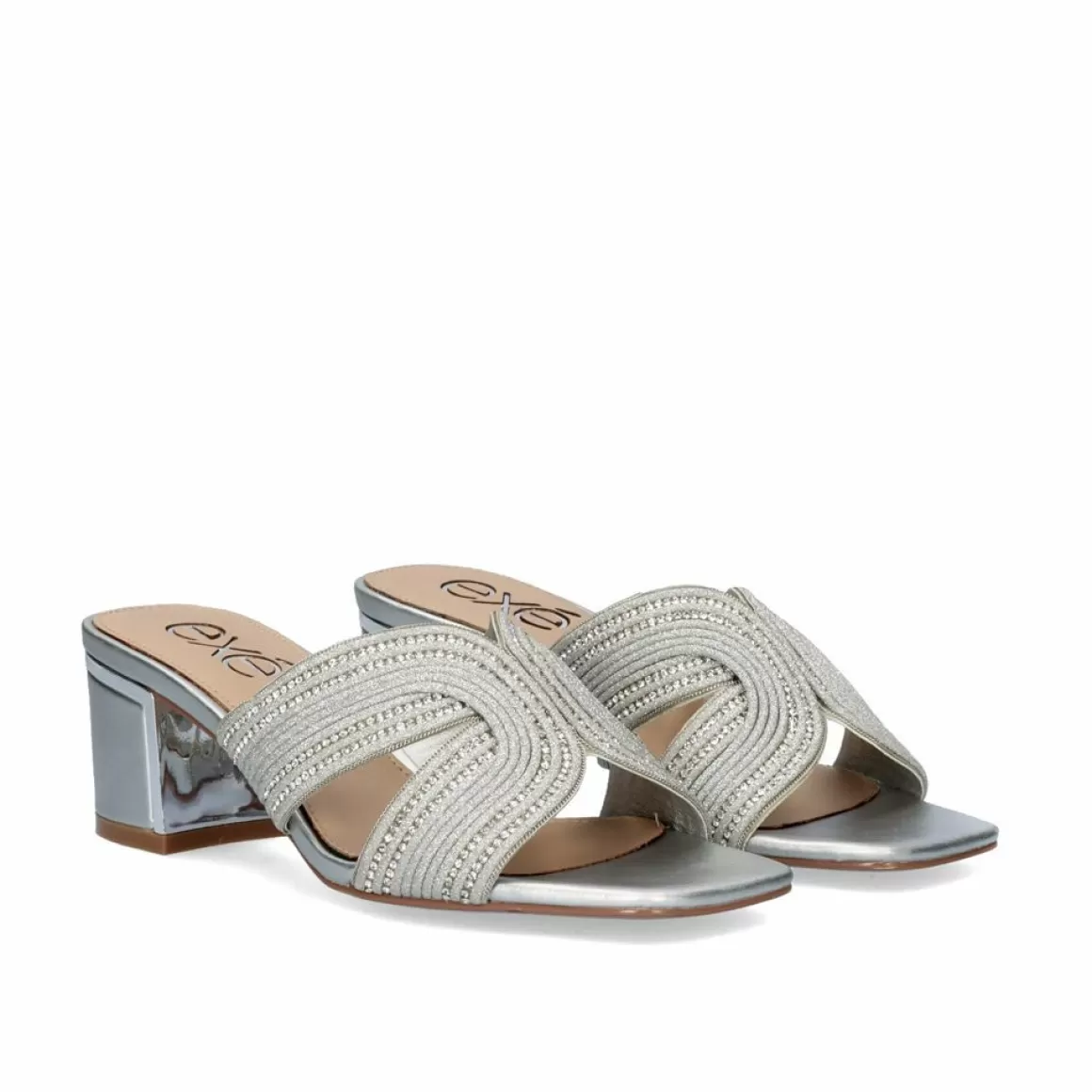 Exe Shoes Sandálias De Salto>Sandalia Salto Baixo Isabel-590 Silver