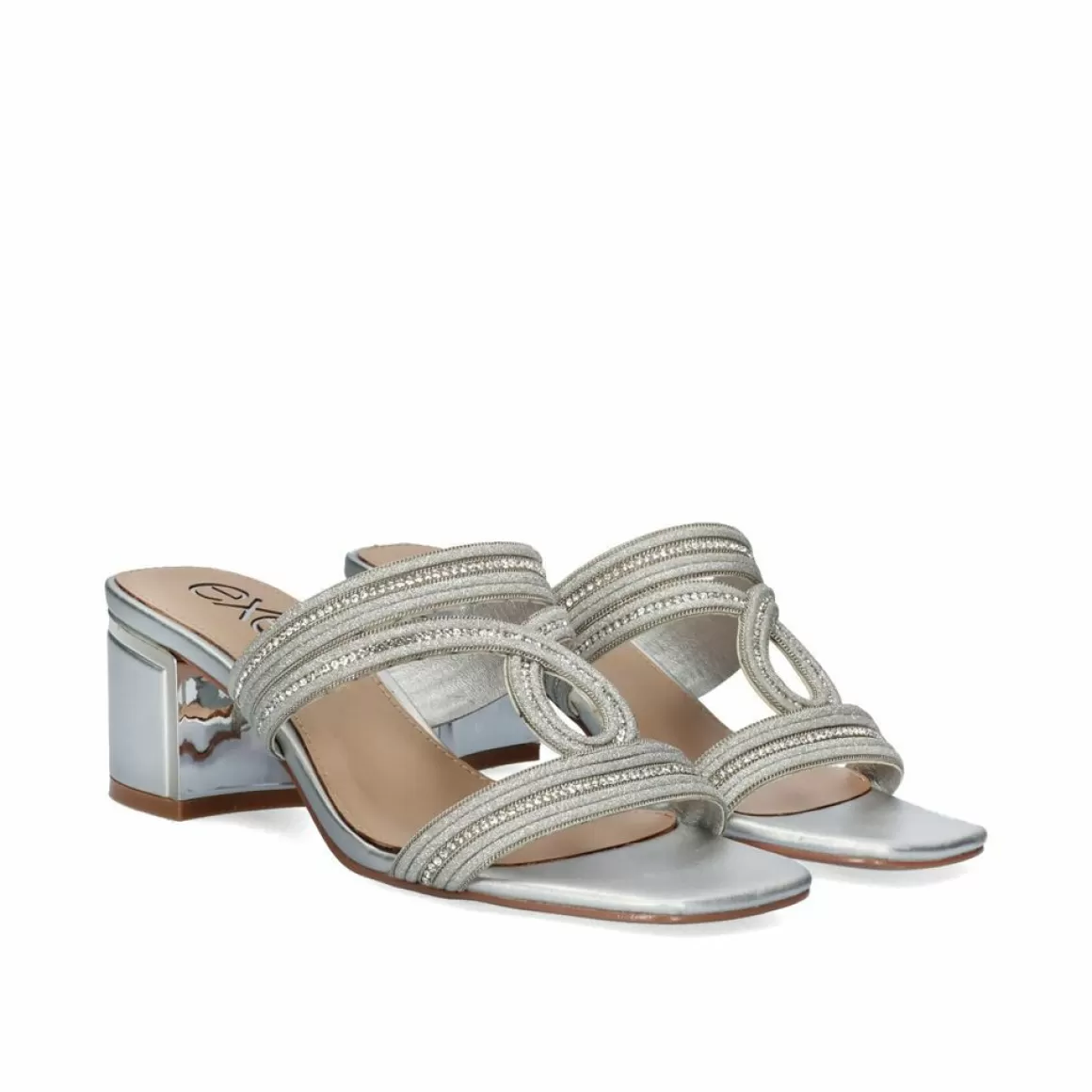 Exe Shoes Sandálias De Salto>Sandalia Salto Baixo Isabel-592 Silver