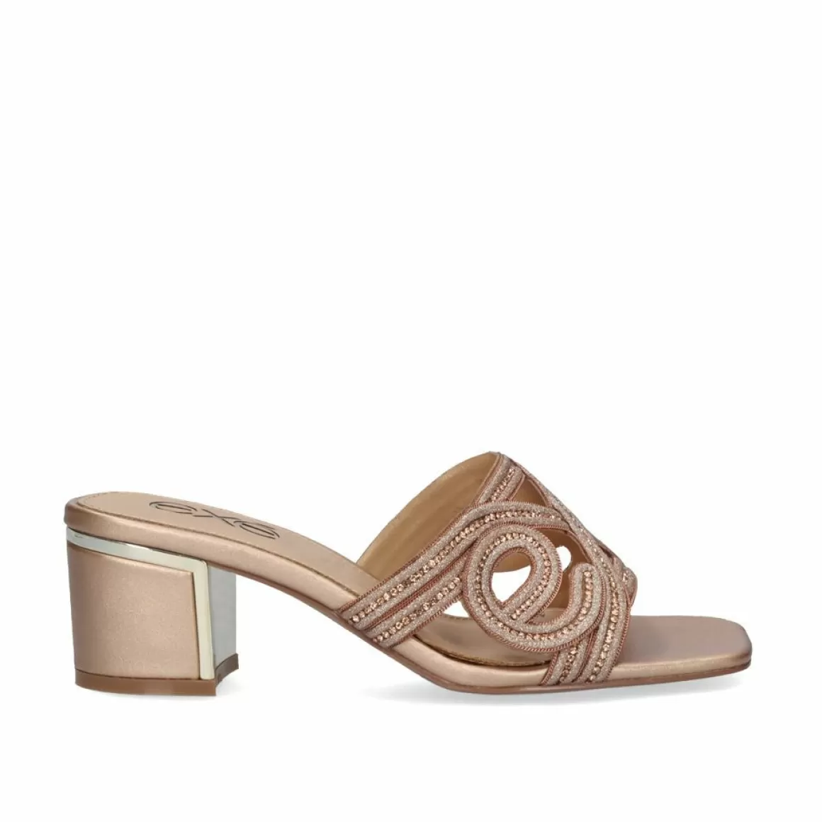 Exe Shoes Sandálias De Salto>Sandalia Salto Baixo Isabel-599 Rosa-Dourado
