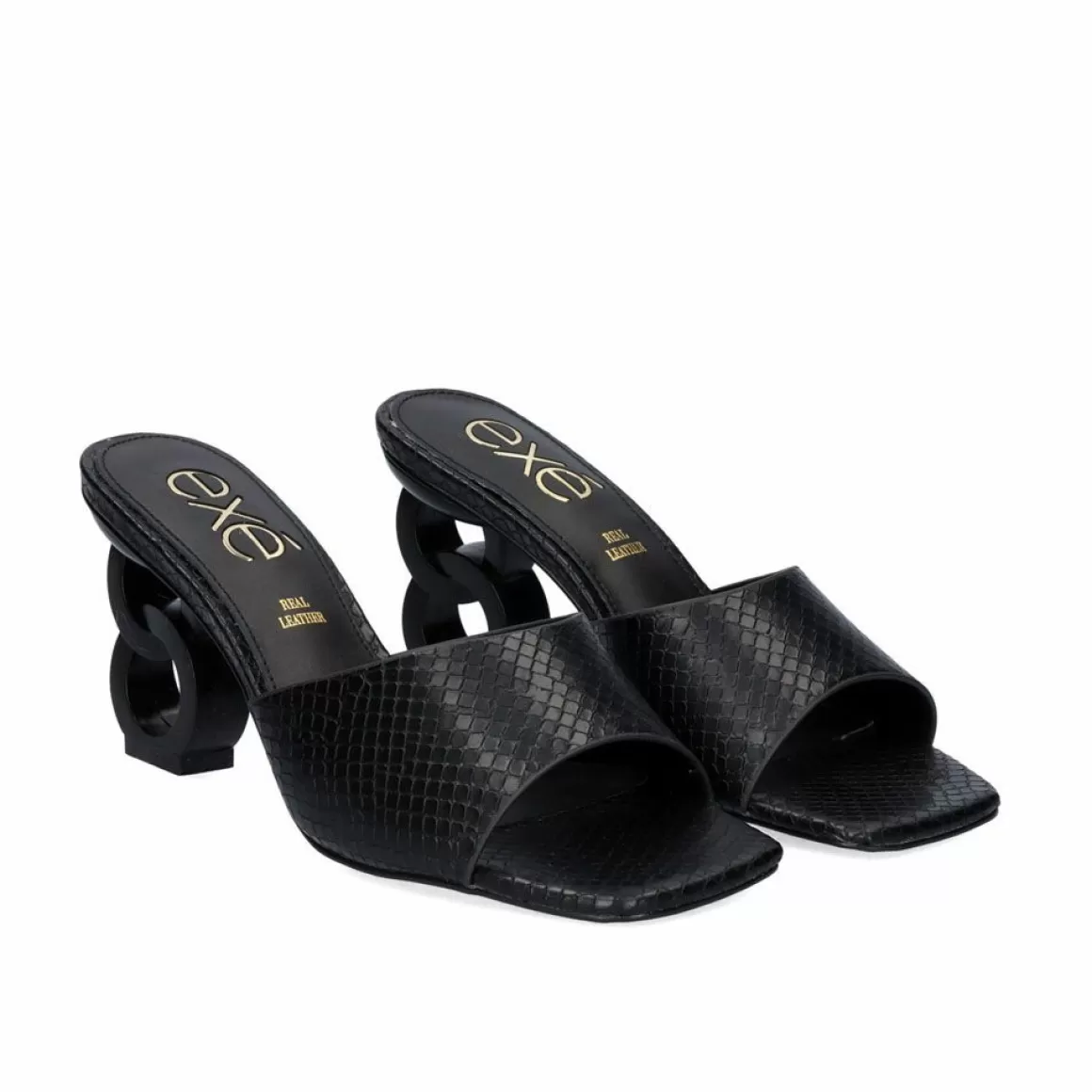 Exe Shoes Sandálias De Salto>Sandalia Salto Baixo Lilian-160 Serpente Preta