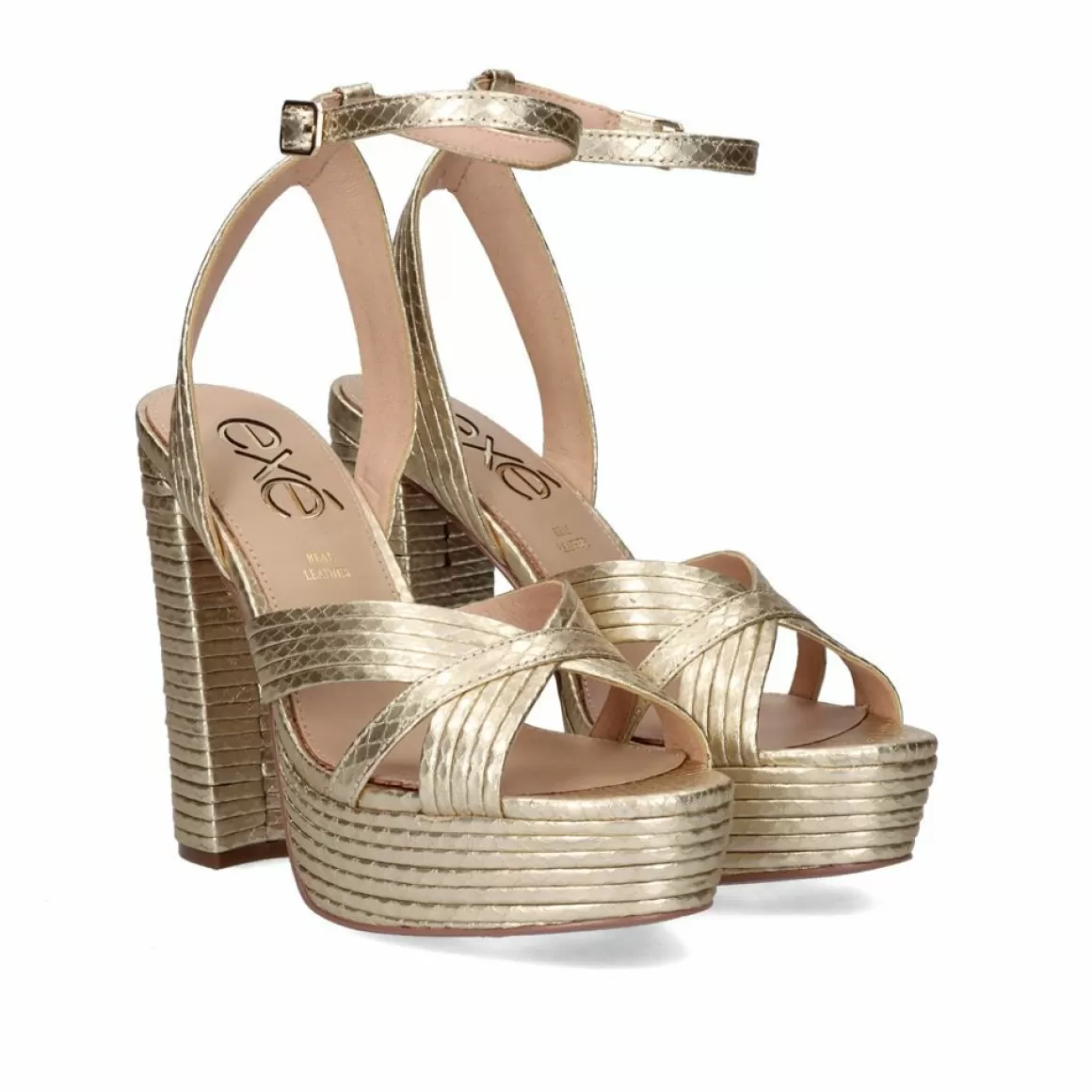 Exe Shoes Sandálias De Salto>Sandalia Salto Ophelia-832 Snake Dourado