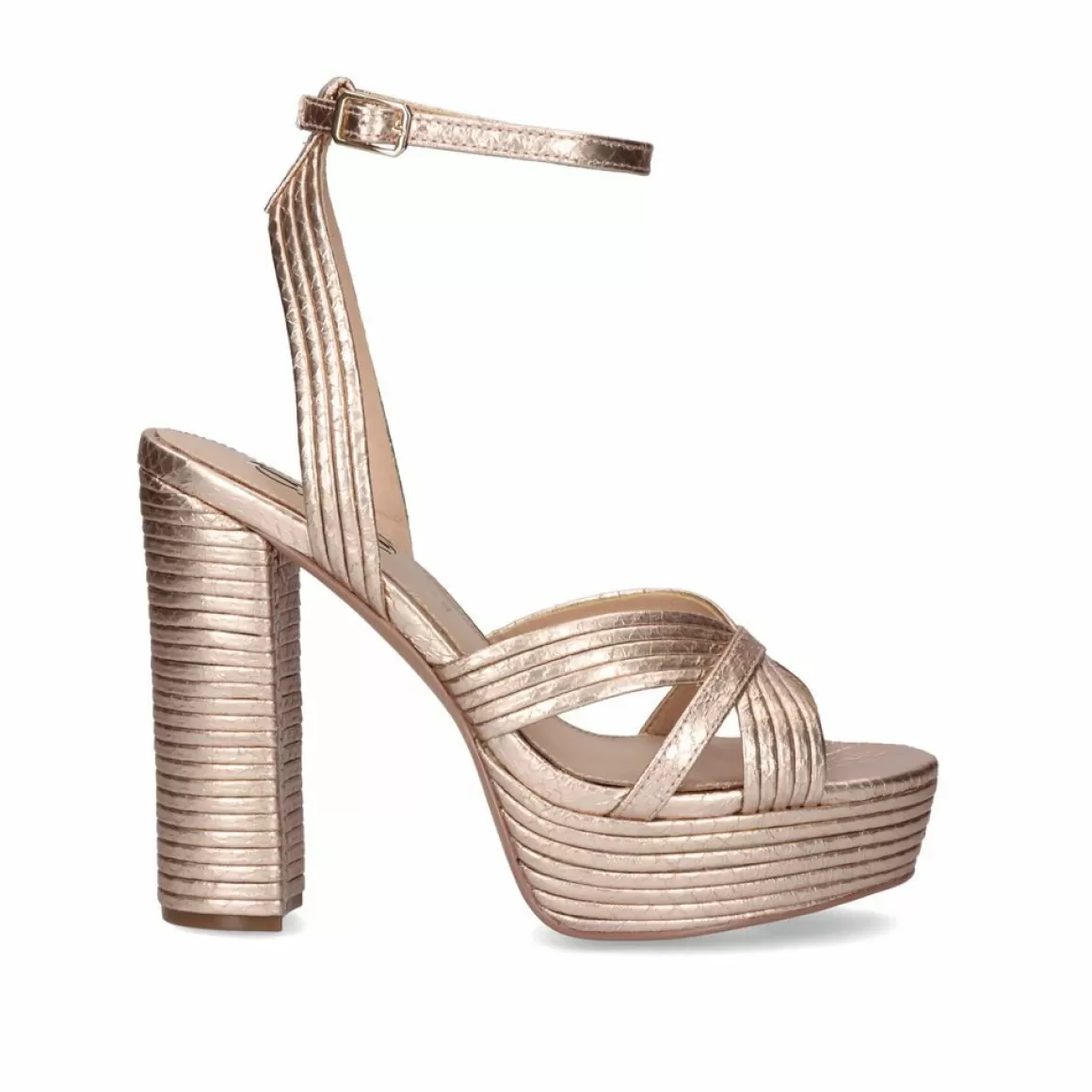 Exe Shoes Sandálias De Salto>Sandalia Salto Ophelia-832 Snake Ouro Rosa