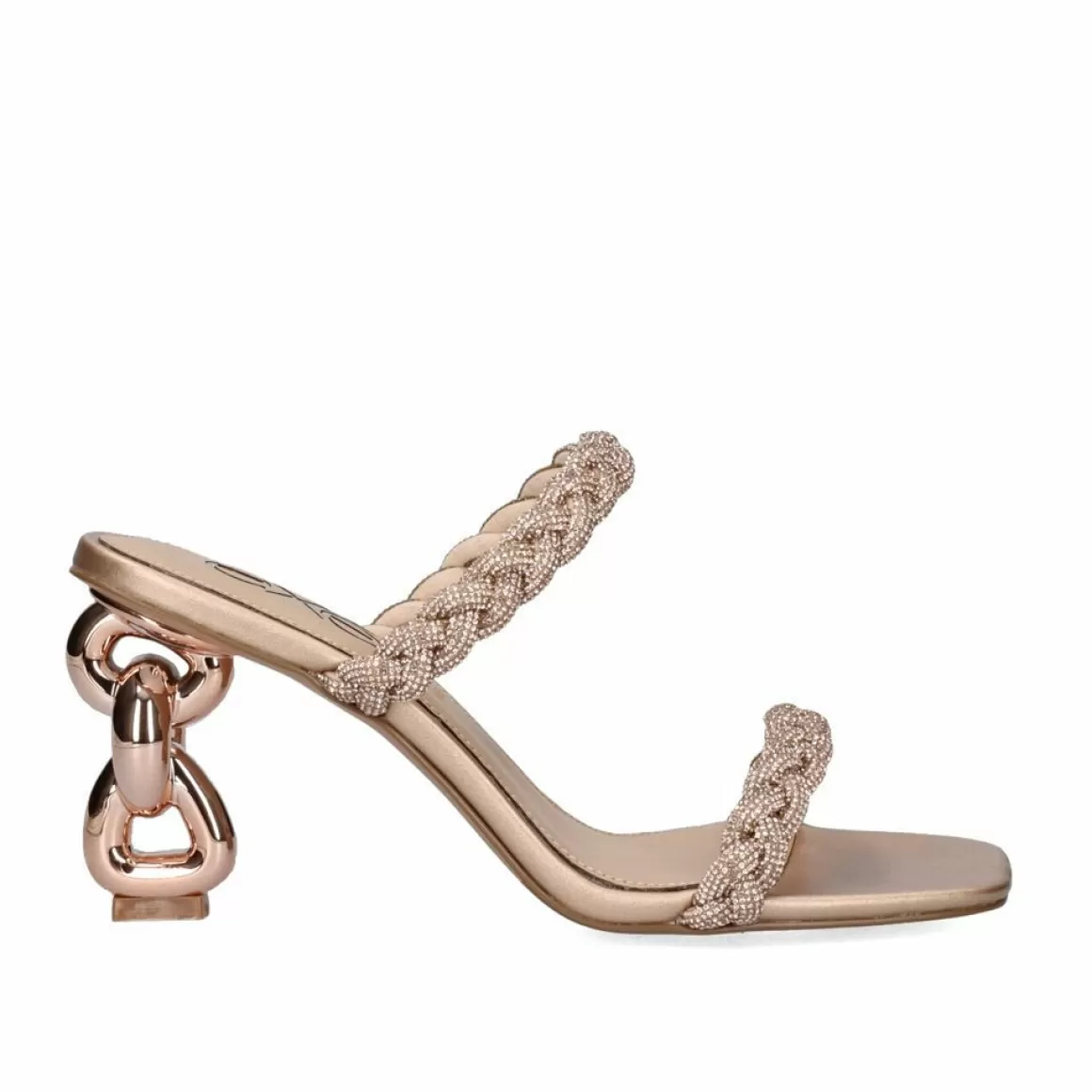 Exe Shoes Sandálias De Salto>Sandalia Salto Verao-23 Dolly-848 Strass Ouro Rosa