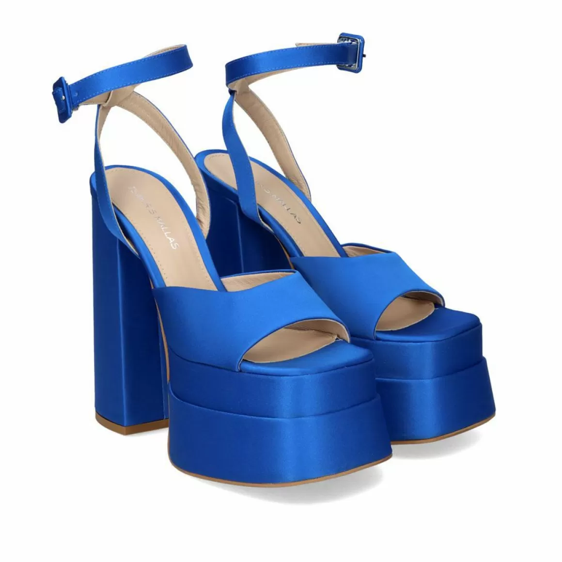 Exe Shoes Sandálias De Salto>Sandálias De Salto Alto De Cetim Medusa-814 Azul Eletrico