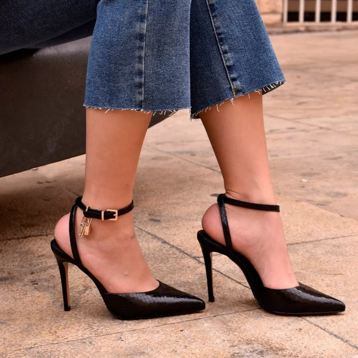 Exe Shoes Calçados De Salao>Sapato Calcanhar Jessica-673 Preto Snake