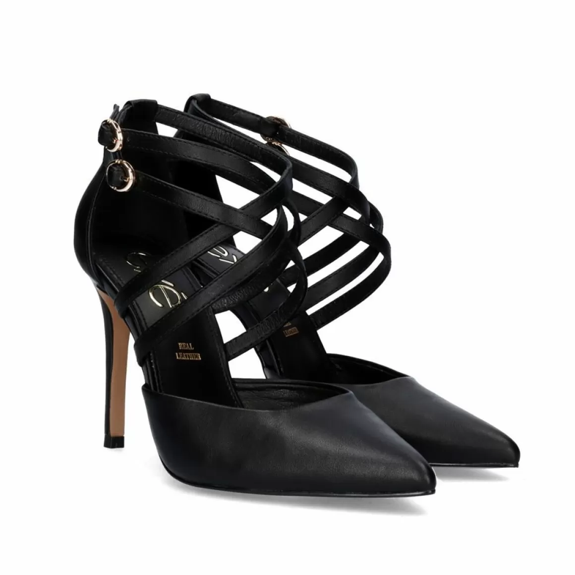Exe Shoes Calçados De Salao>Sapato Calcanhar Jessica-676 Preto Com Tiras