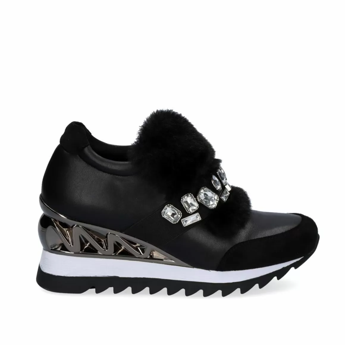 Exe Shoes Sapatilhas E Tenis>Sneaker Cabelo Com Cunha Y2326-H522 Em Preto